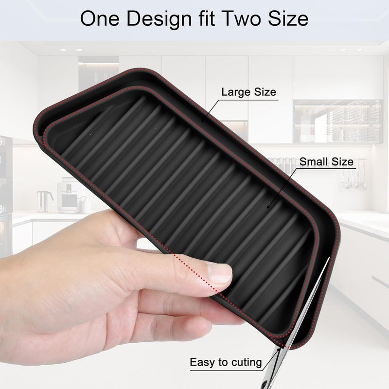 KindGa Refrigerator Drip Catcher Tray,Protector Ice and Water Dispenser Pan,Fridge Spills Water Pad Catch Basin for Drainage 2 Pack (Rectangular,Black) - Image 4